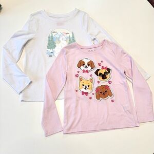 Kids Graphic Long Sleeve Shirts - White and Pink, Bundle of 2, size S (6)